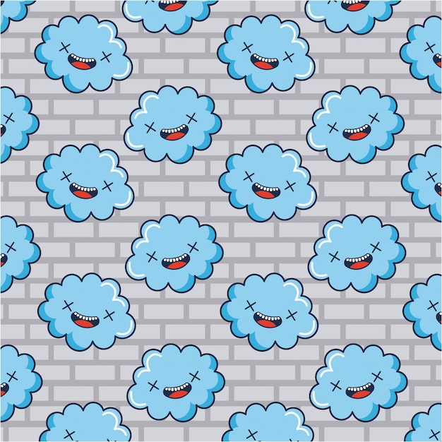 Free Vector clouds doodle pattern