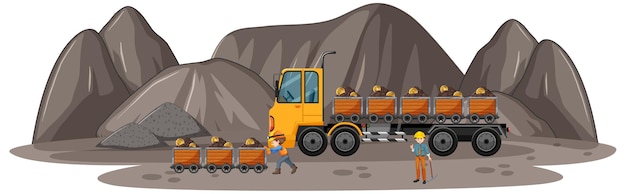 Free Vector coal mining scene with construction truck