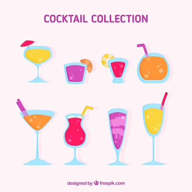 Free Vector cocktail collection with flat design