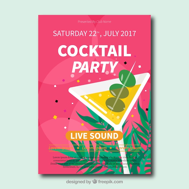 Free Vector cocktail party brochure