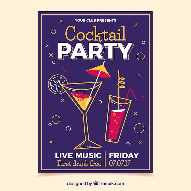 Free Vector cocktail party poster