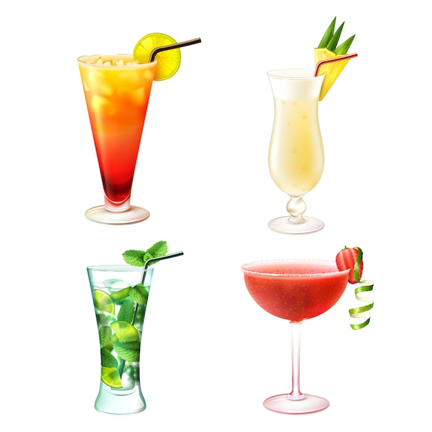 Free Vector cocktail realistic set