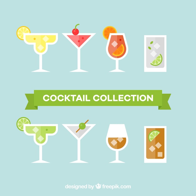 Free Vector cocktail set in flat design