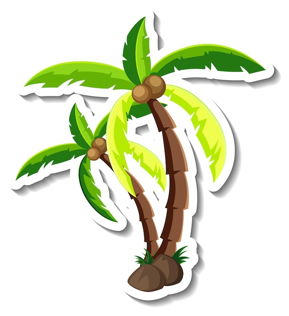 Free Vector coconut tree cartoon sticker