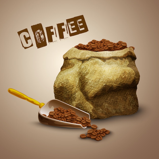 Free Vector coffee beans bag