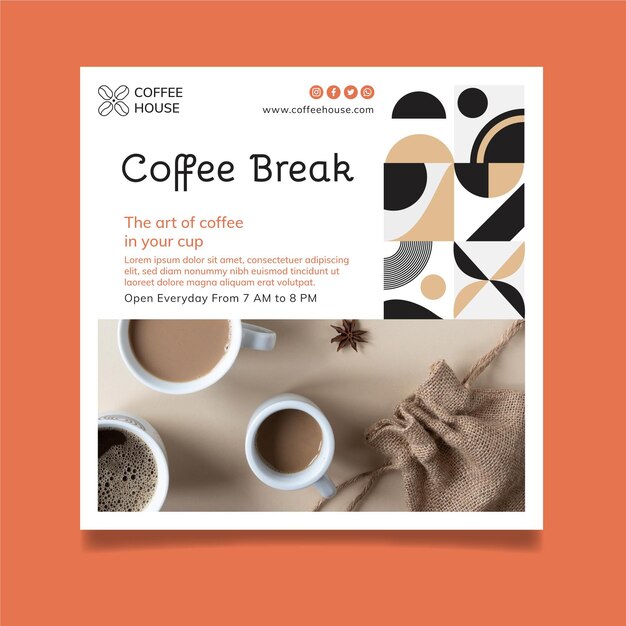 Coffee break squared flyer template