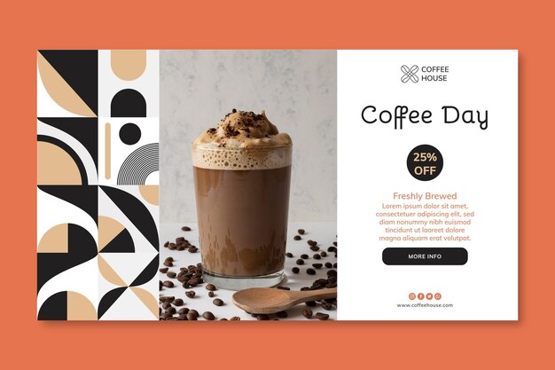 Coffee day horizontal banner template