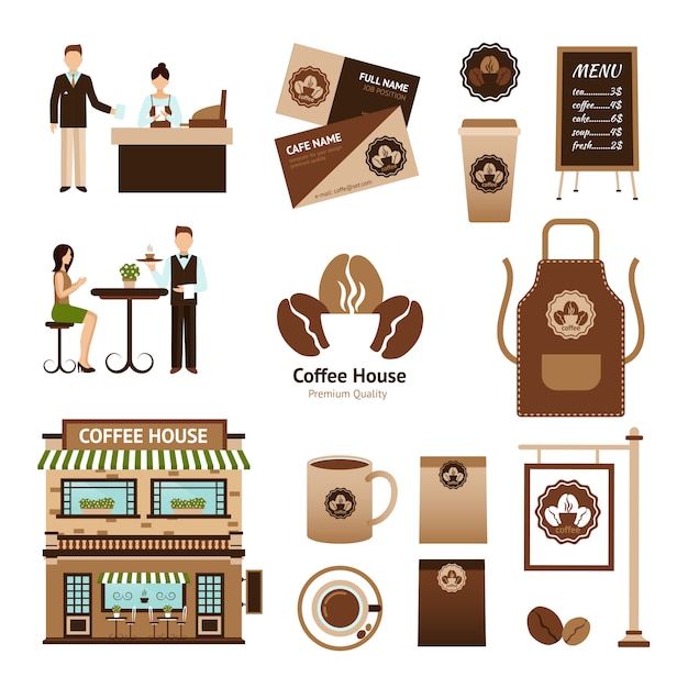 Free Vector coffee house set