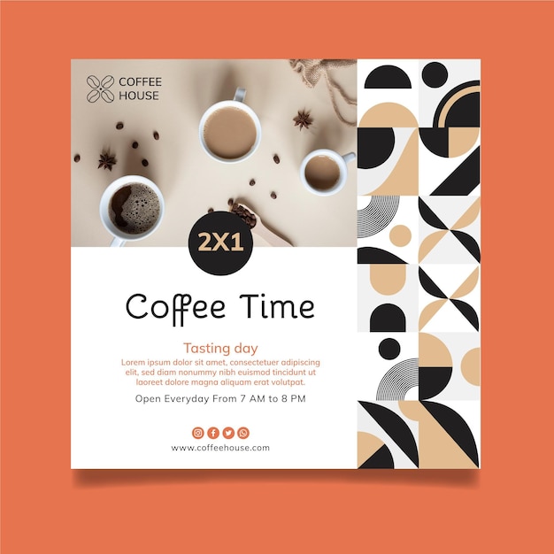 Coffee time squared flyer template