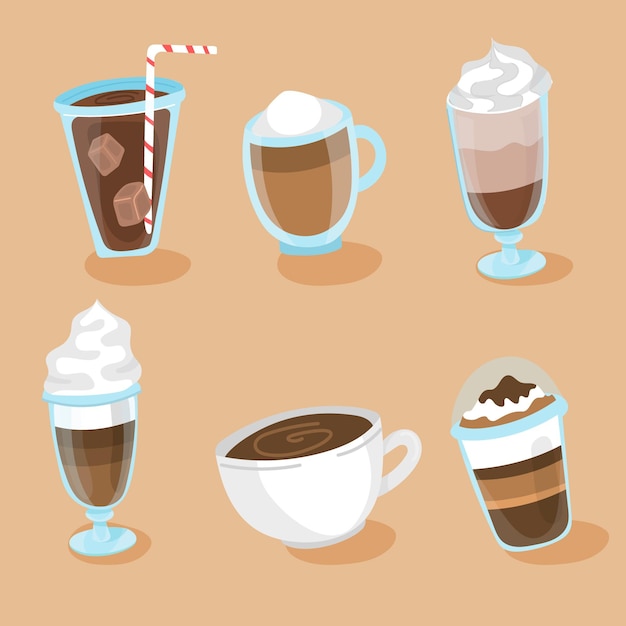 Free Vector coffee types concept