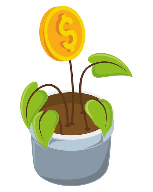 Free Vector coin in houseplant