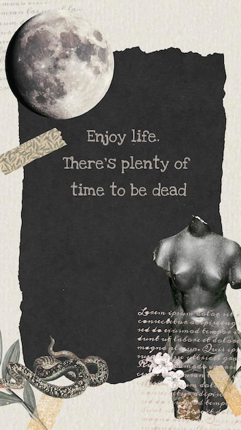 Free vector collage template dark aesthetic vector, enjoy life quote