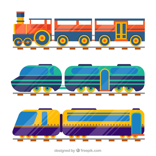 Free Vector collection of 3 types of trains