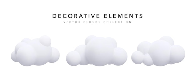 Free Vector collection of 3d white clouds isolated on white