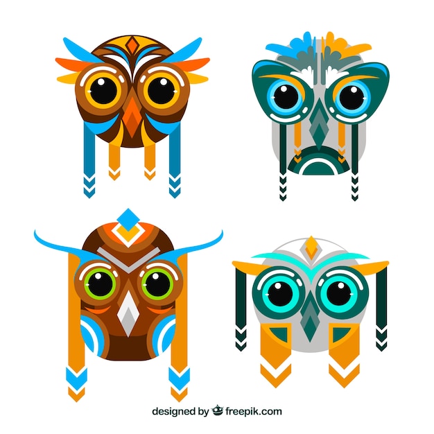 Free Vector collection of abstract owls