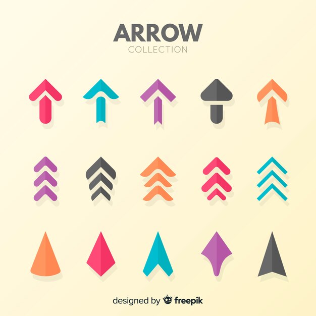 Collection of arrows in different colors