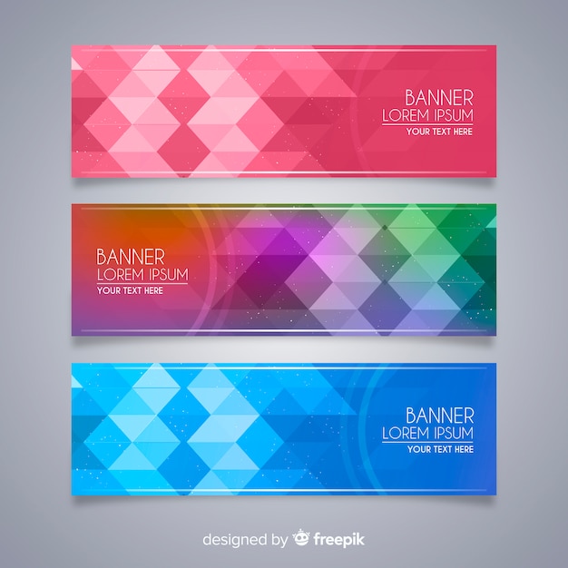 Free Vector collection of banners with abstract geometric shapes