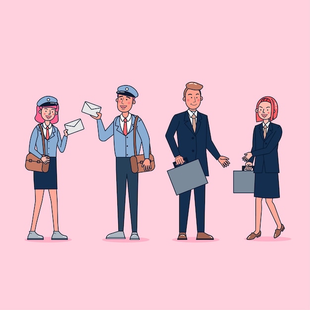 Free Vector collection of big set isolated various occupations or profession people wearing professional uniform, flat   illustration.