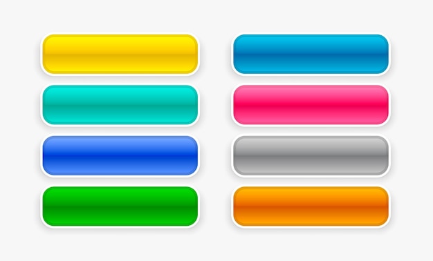 Free Vector collection of blank web app button sign in different colors