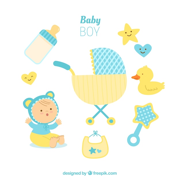 Collection of blue baby elements