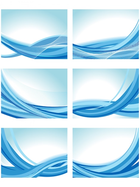 Free vector collection of blue wavy backgrounds