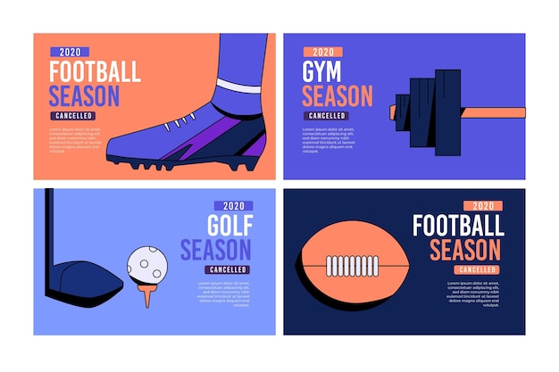 Free vector collection of cancelled sporting events banner