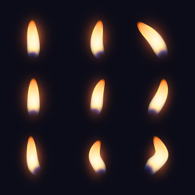 Free Vector collection of candle flames in the dark