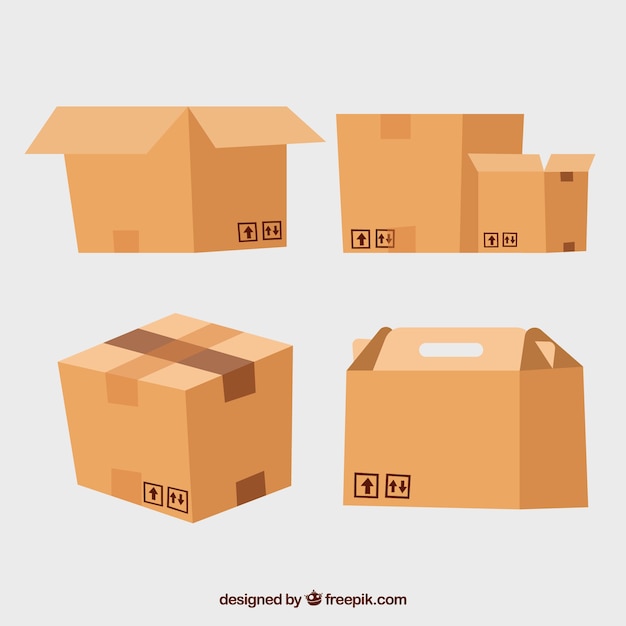 Free Vector collection of cardboard boxes to shipping