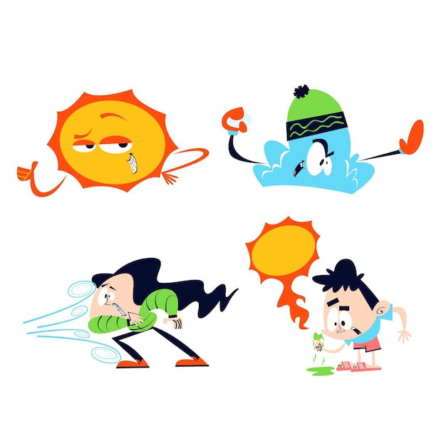 Free vector collection of cartoon weather characters