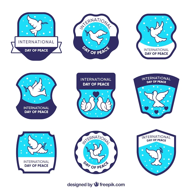 Free Vector collection of classic labels for international day of peace