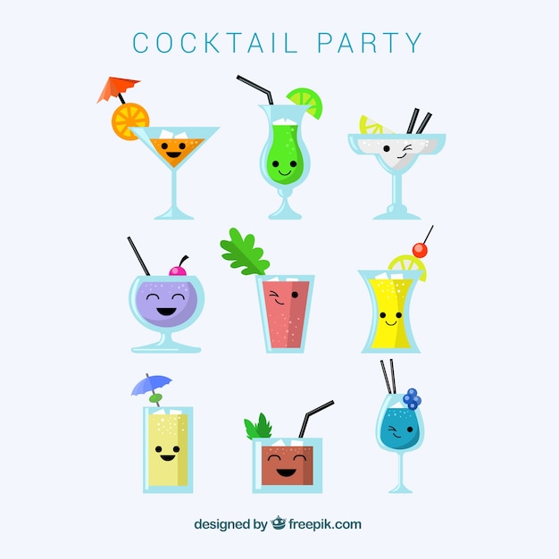 Free Vector collection of cocktail characters