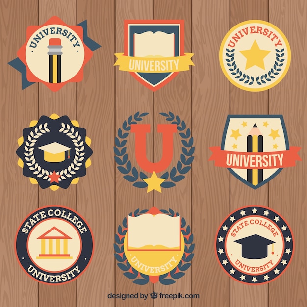 Free Vector collection of college logos in vintage style