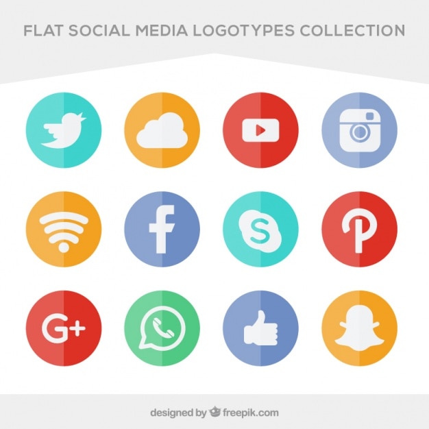 Free Vector collection of colored icons social networking