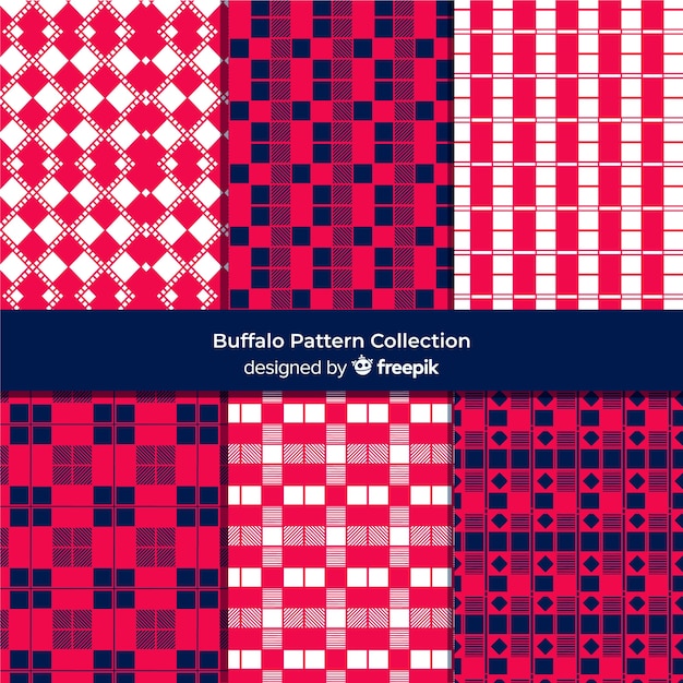 Free vector collection of colorful buffalo pattern