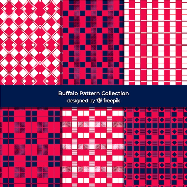 Collection of colorful buffalo pattern