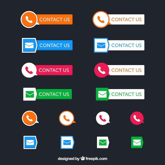 Free vector collection of colorful contact buttons buttons