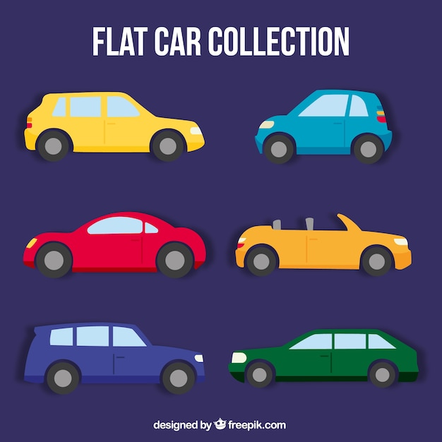 Free Vector collection of colorful flat cars