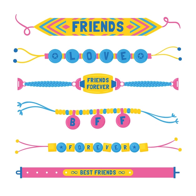 Free Vector collection of colorful friendship band