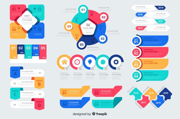 Collection of colorful infographic elements