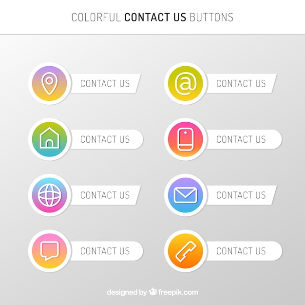 Free vector collection of contact buttons with gradient