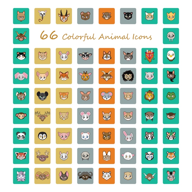 Collection of cute animal stickers