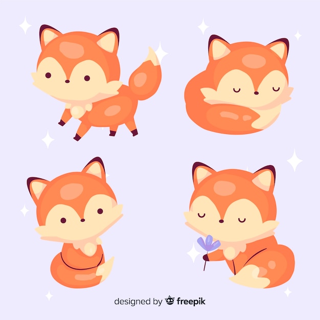 Free Vector collection of cute little foxes