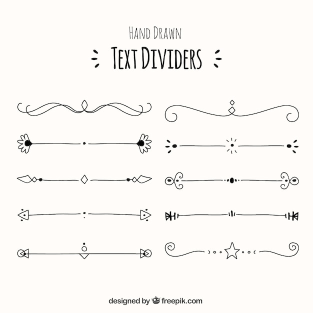 Free Vector collection of decorative hand drawn text divider