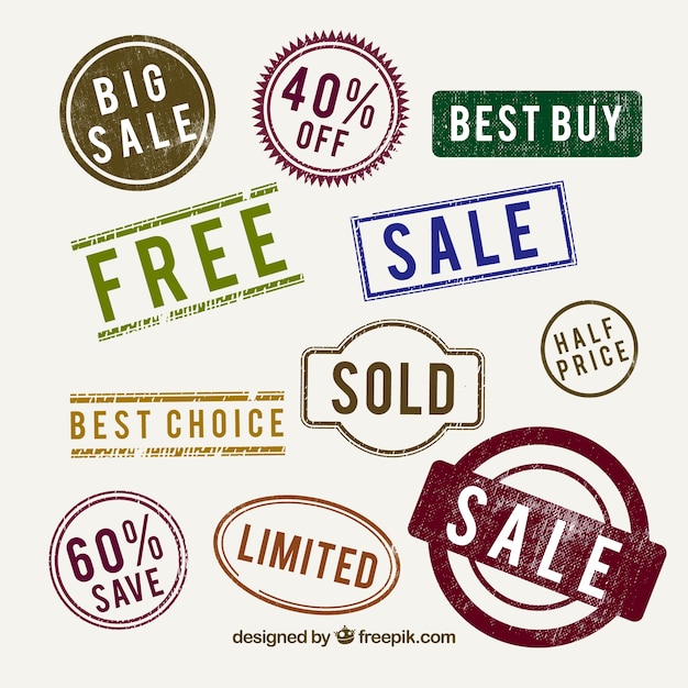 Free Vector collection of decorative sales stamps