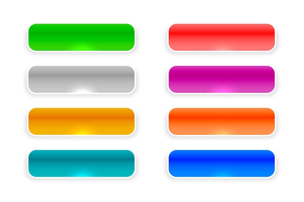 Free Vector collection of empty web app button sign in various colors