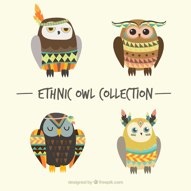 Free Vector collection of ethnic owls