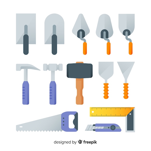 Free Vector collection of flat construction equipment