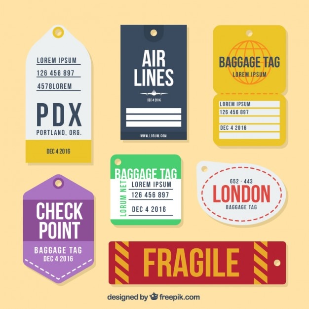 Free vector collection of flat luggage tag in different designs