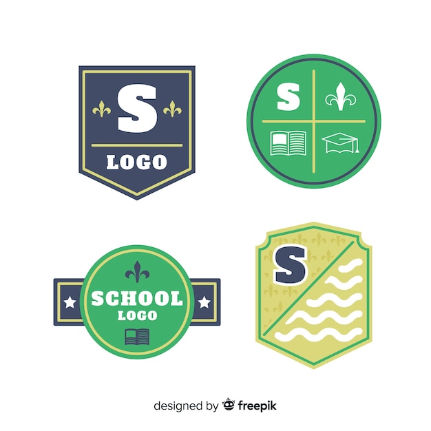 Free Vector collection of flat school logotypes