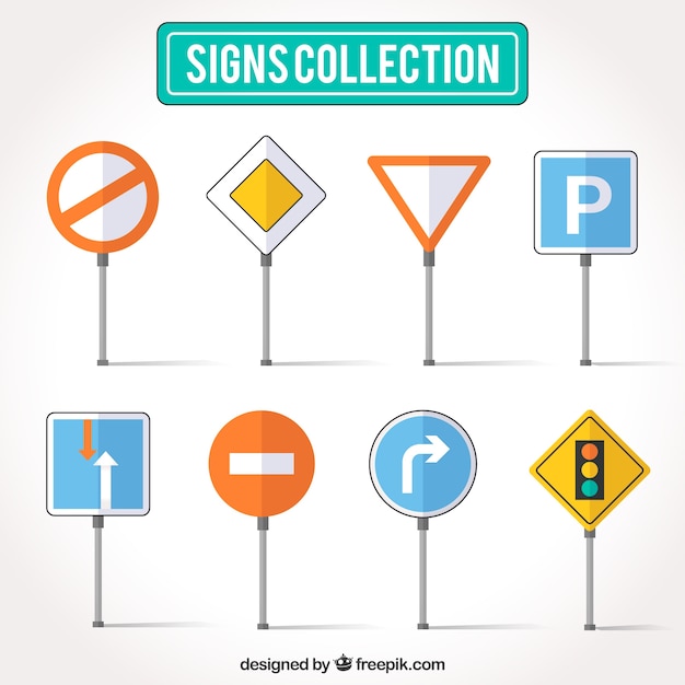 Free Vector collection of flat traffic sign